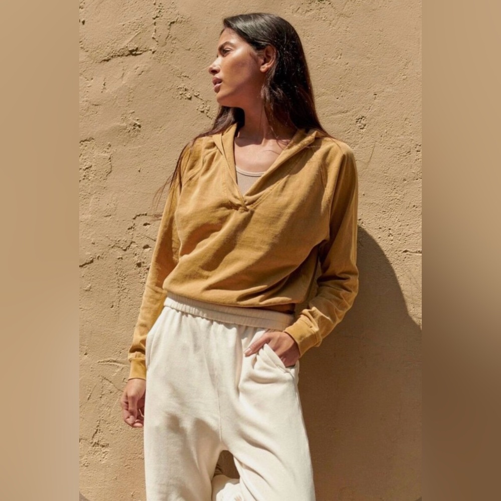 Free People Golden Ochre Après Ski Cropped Hoodie XS - NWOT